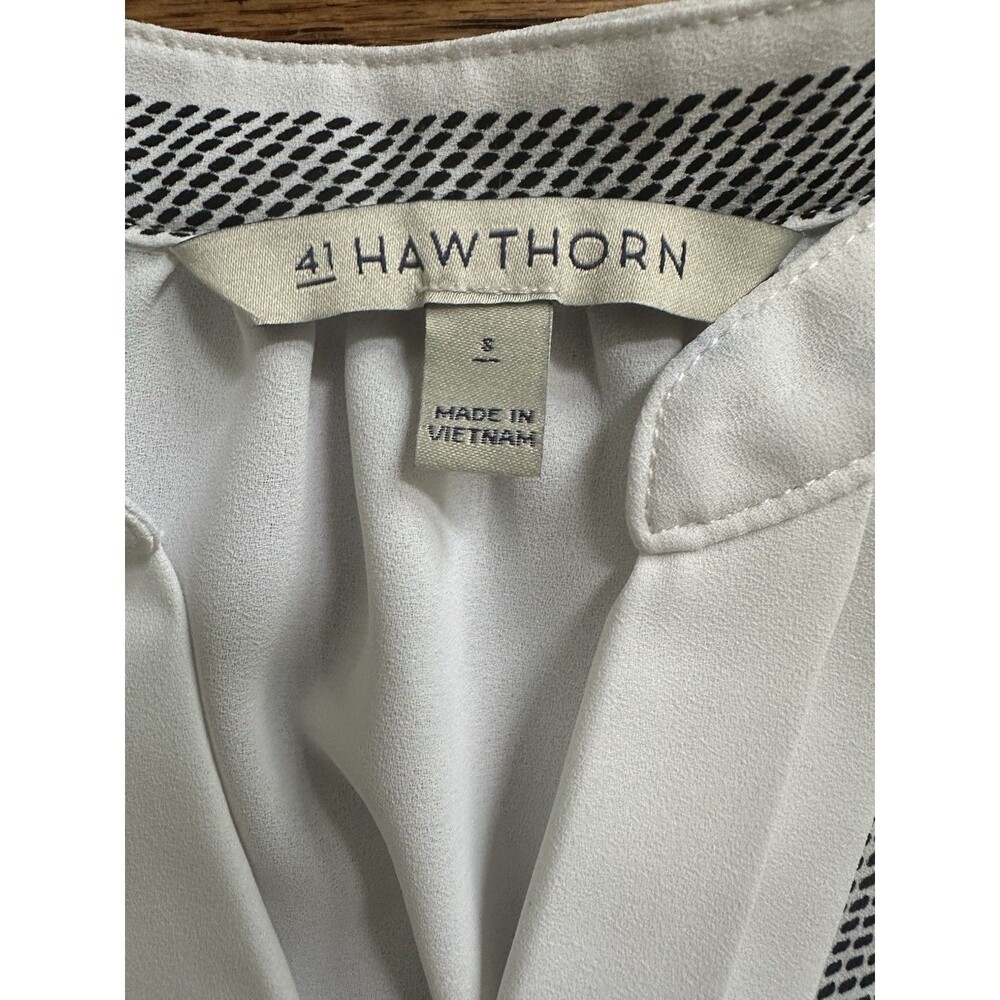 Women’s 41 Hawthorn White & Black Blouse Top Shirt 3/4 Sleeve - Small - Picture 5 of 6